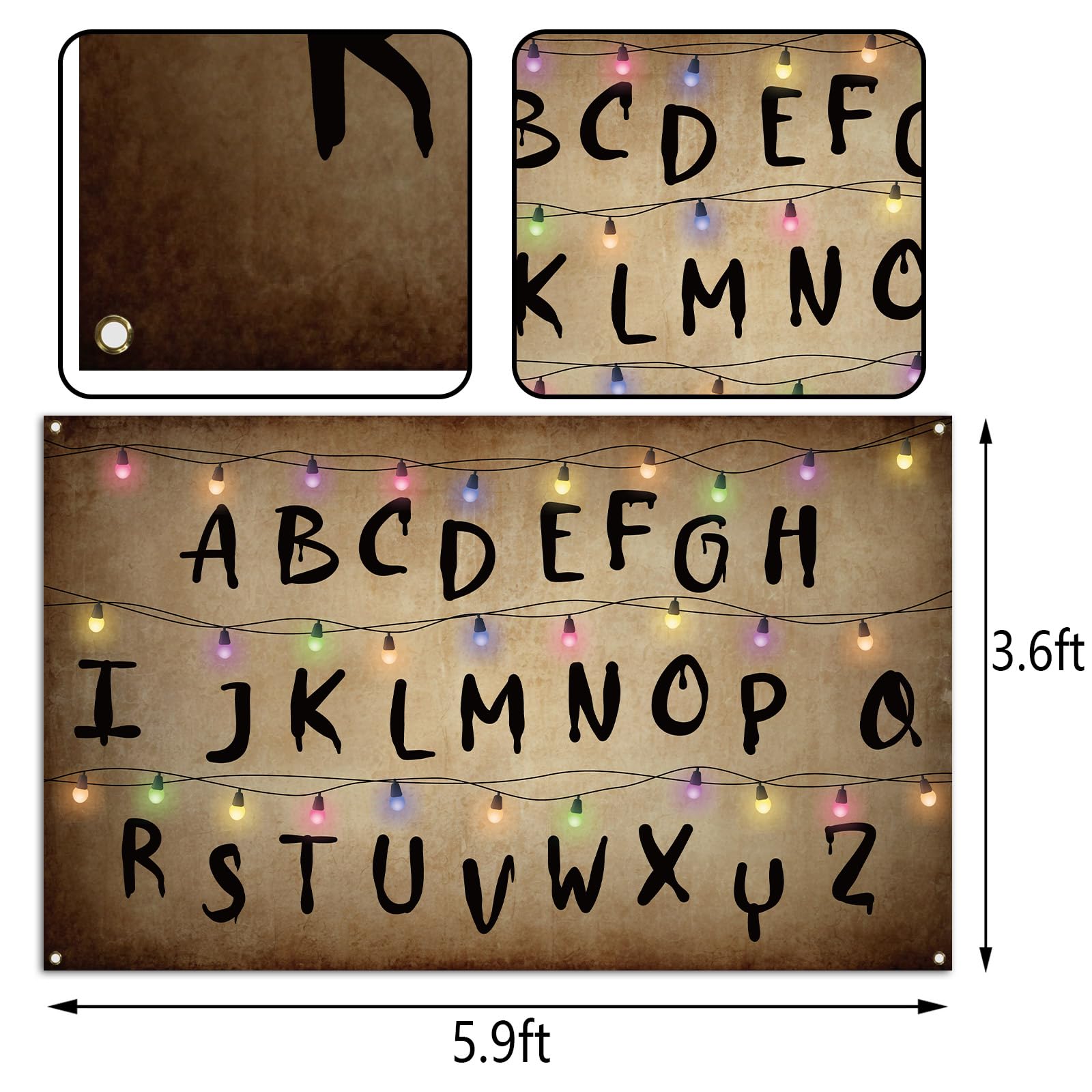 Heyfary Stranger Alphabet Light String Halloween Background for Photography Studio