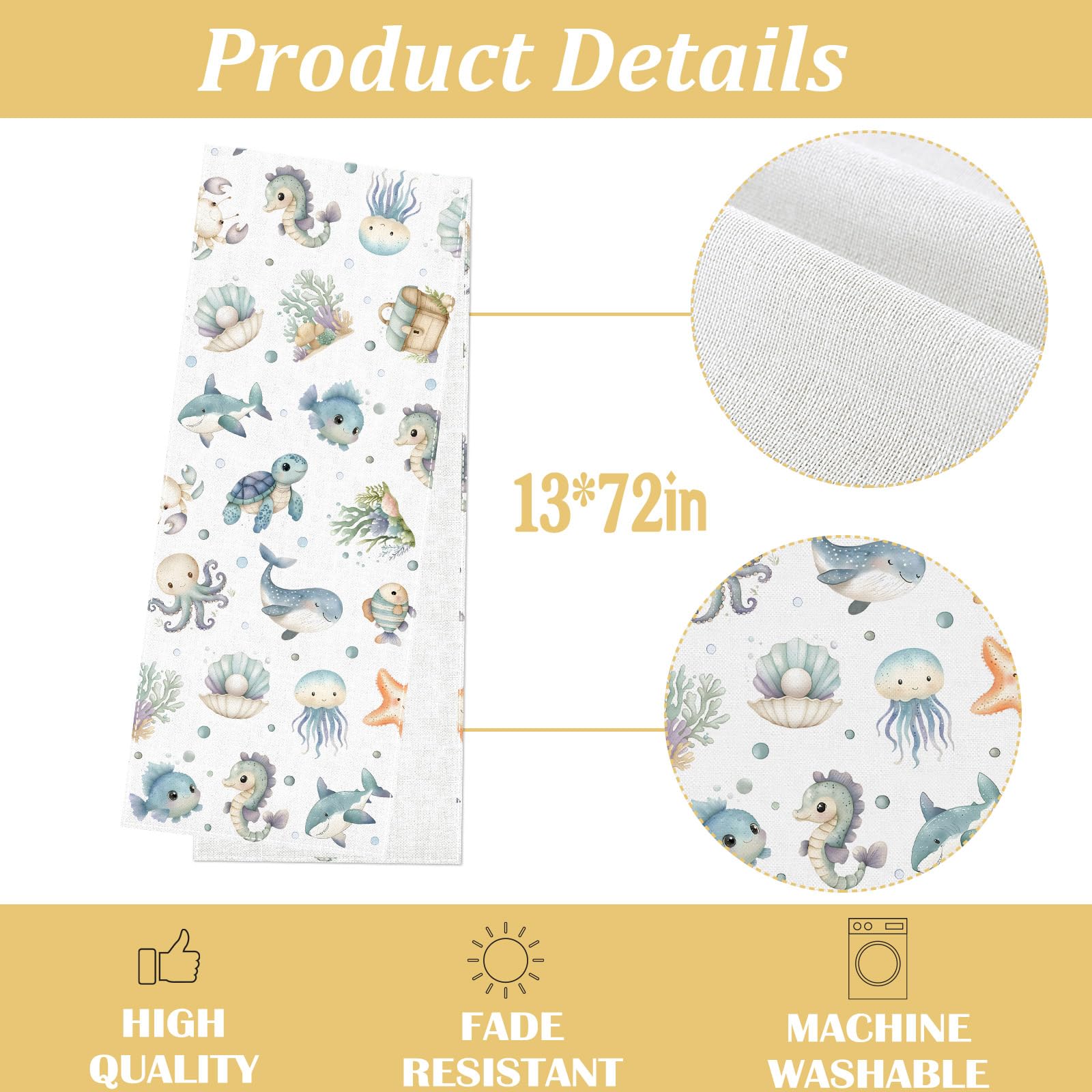 Brightly colored table runner design for sea themed party