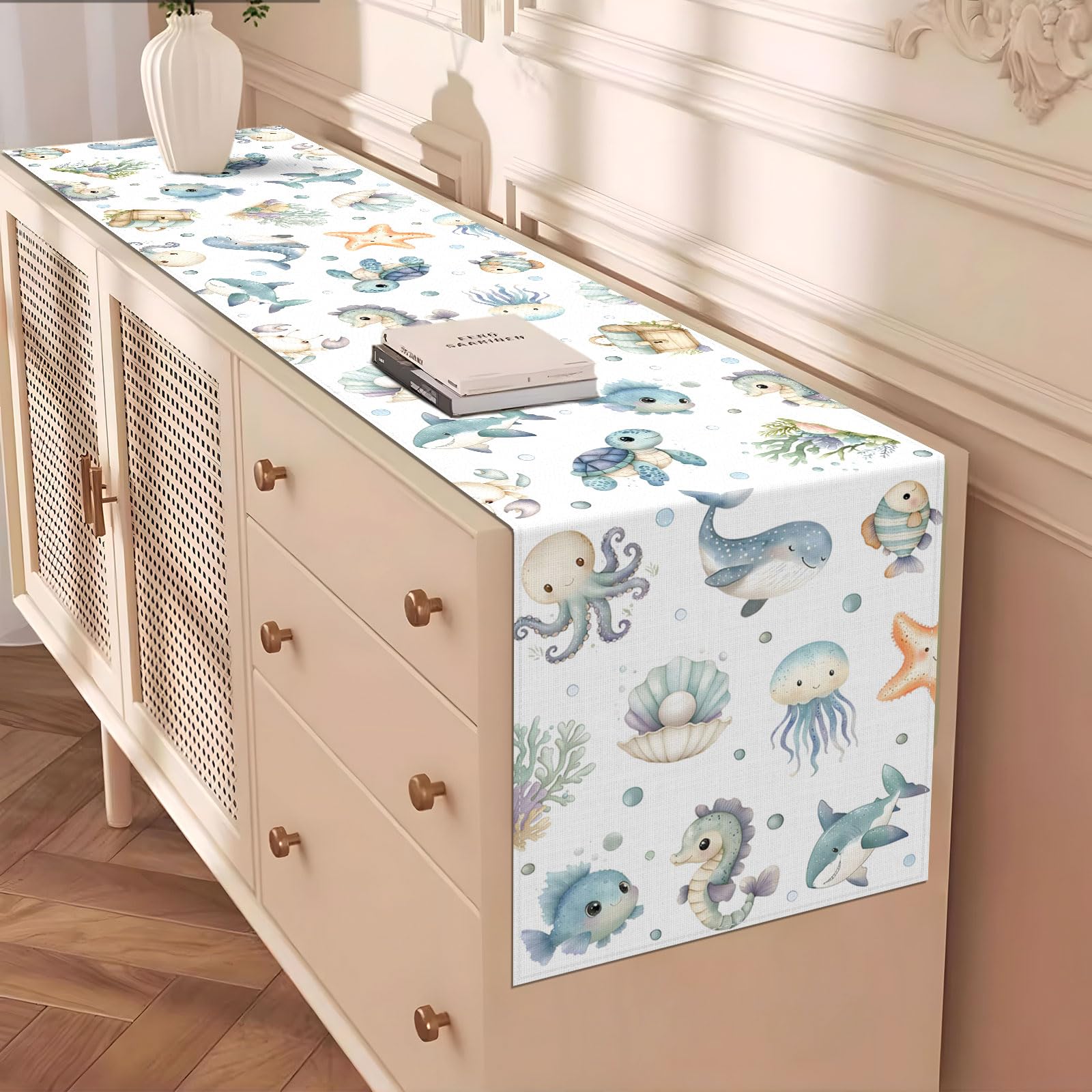 Indoor and outdoor use table runner for kitchen island