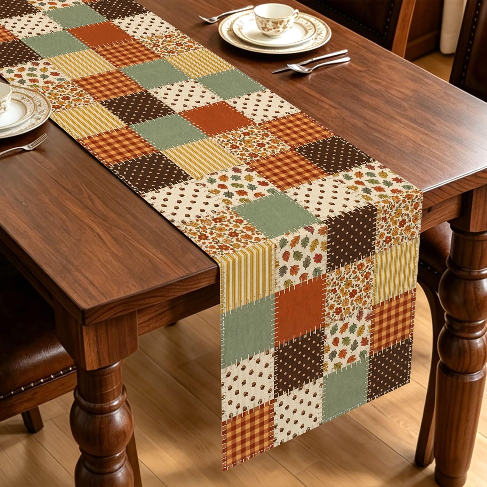 Heyfary Vintage Fall Patchwork Table Runner 13x72 inches