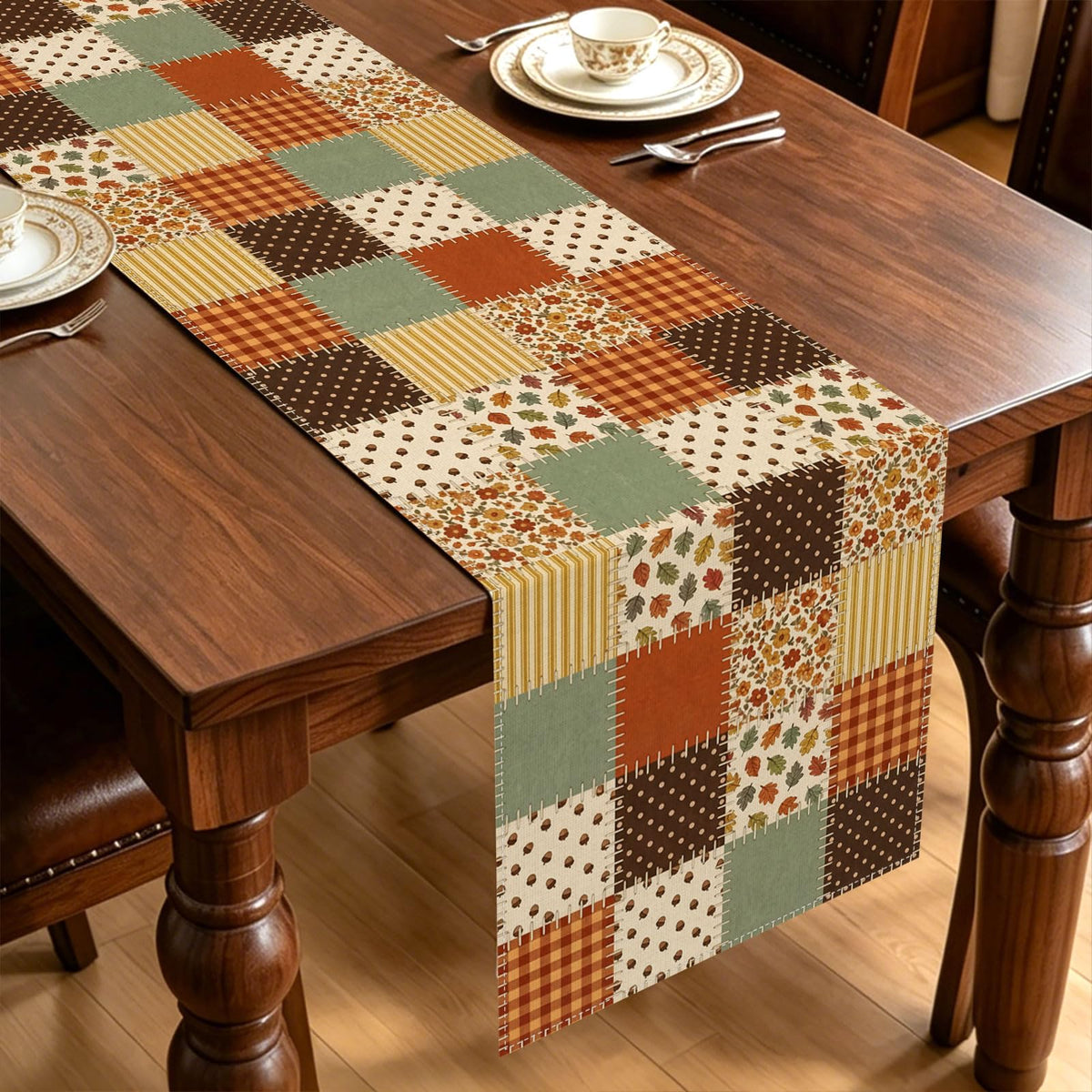 Heyfary Vintage Fall Patchwork Table Runner 13x72 inches