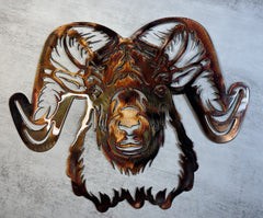 HG Artworks copper bronzed plated sheep head wall art 12x15