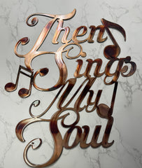 Wall art hanging drill holes Then Sings My Soul Word Sign