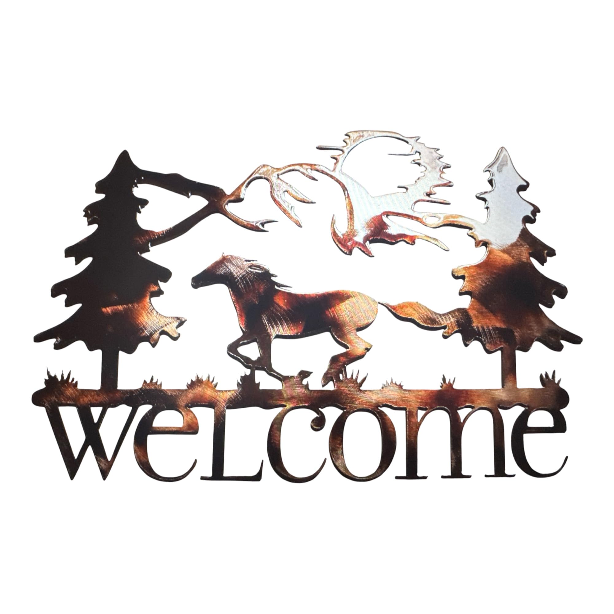 HGMW Running Horse Welcome metal wall art decor wall sign