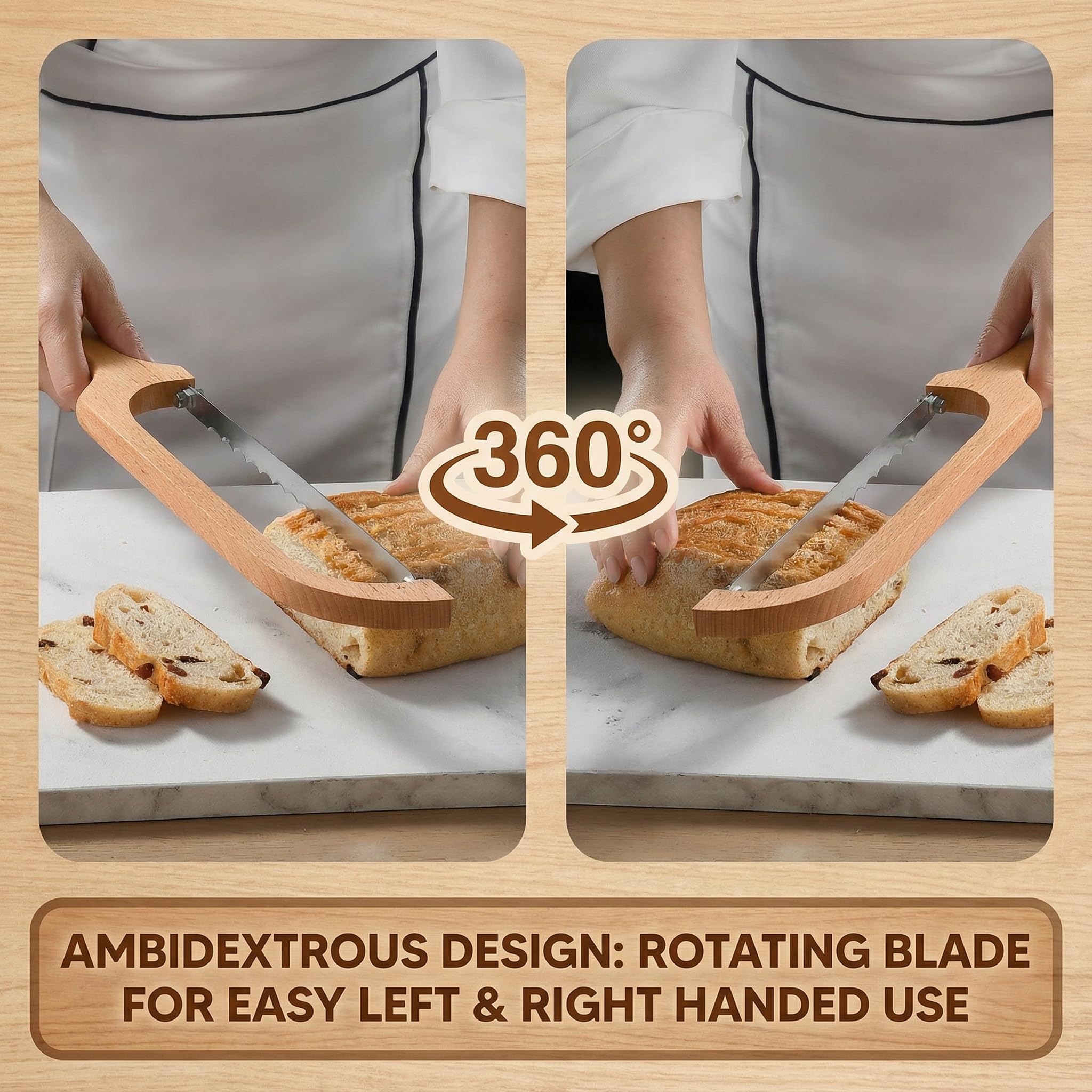 Bow shaped wooden bread knife design by HGTC