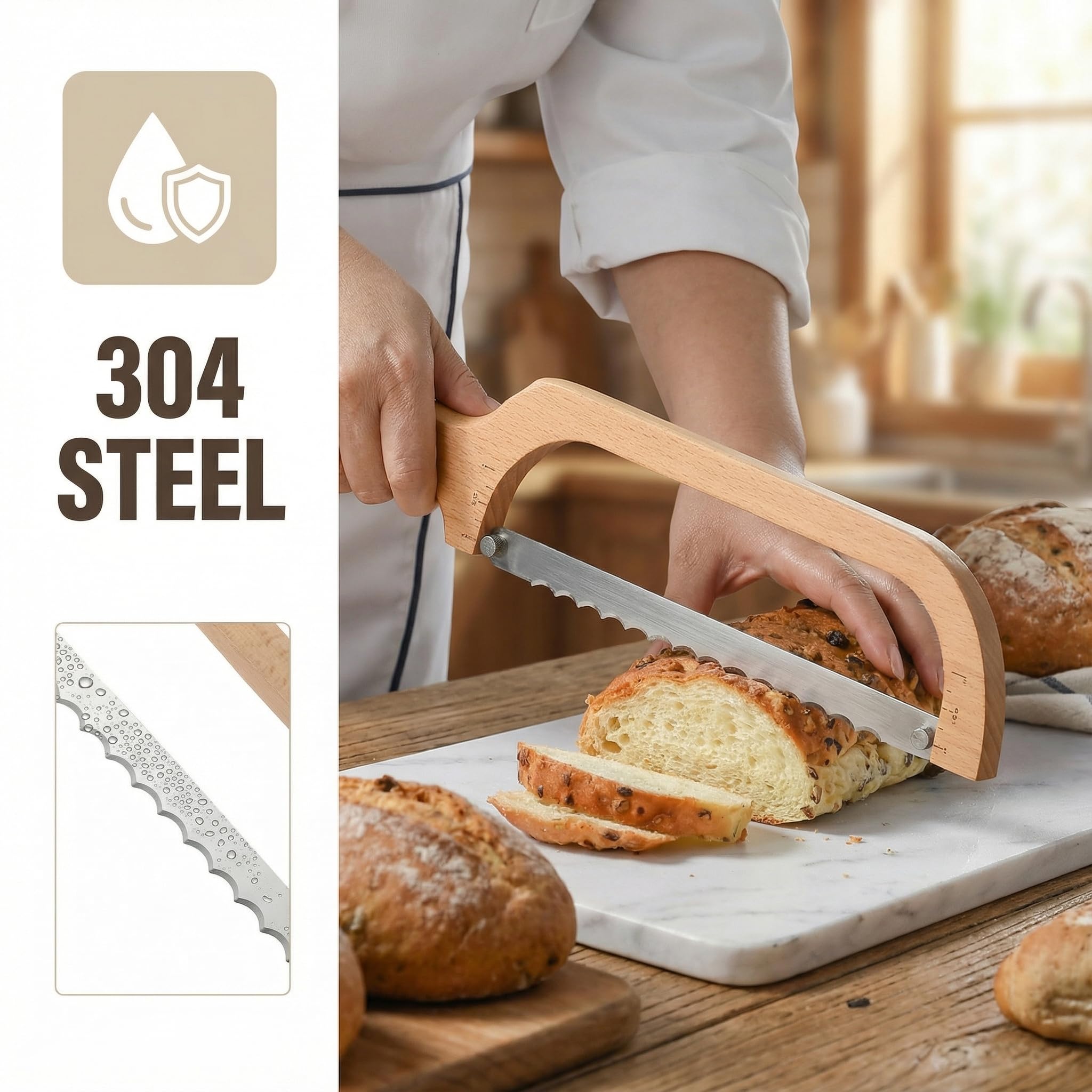 Ambidextrous HGTC bread knife in use