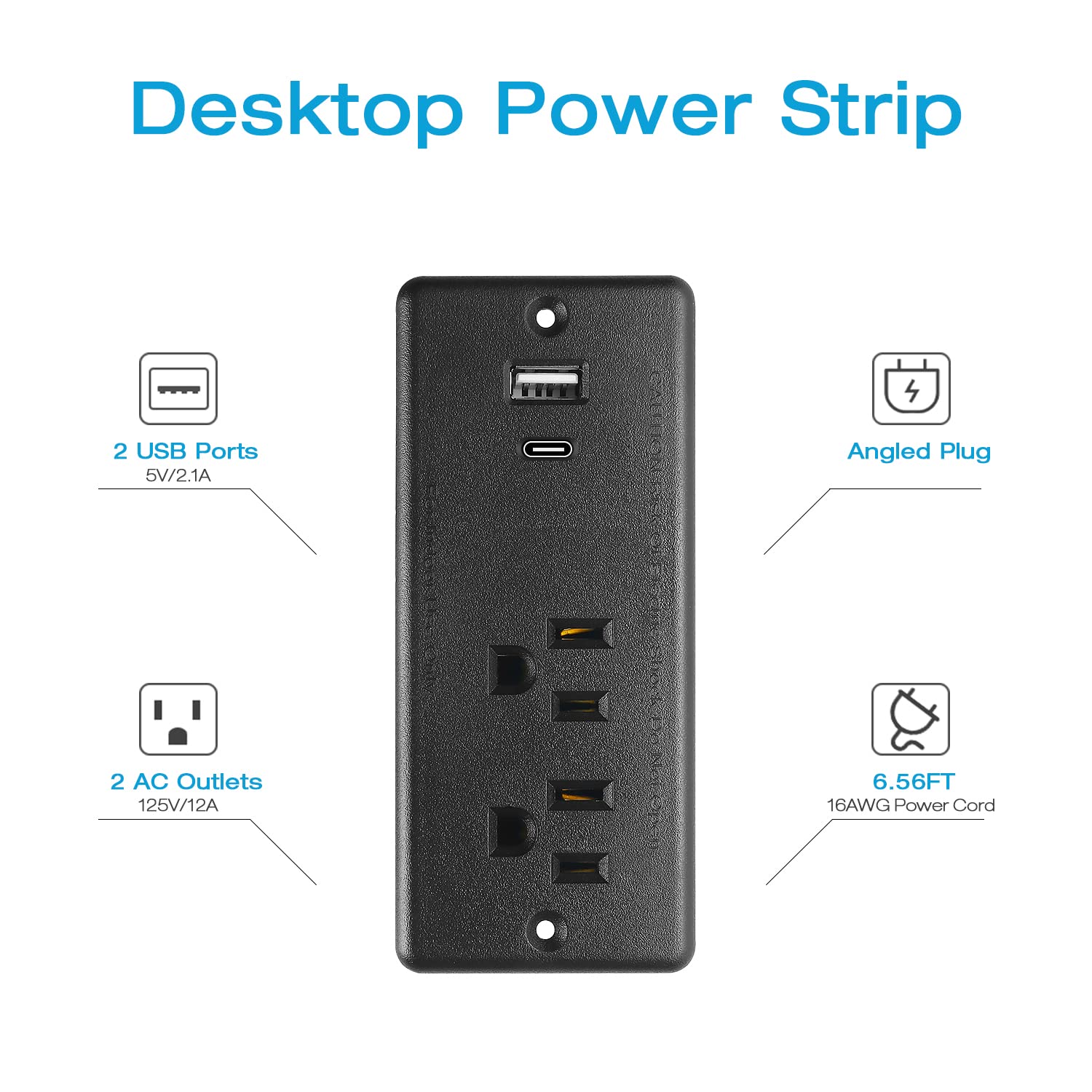Two outlets and USB-C PD 20W on HHSOET power strip