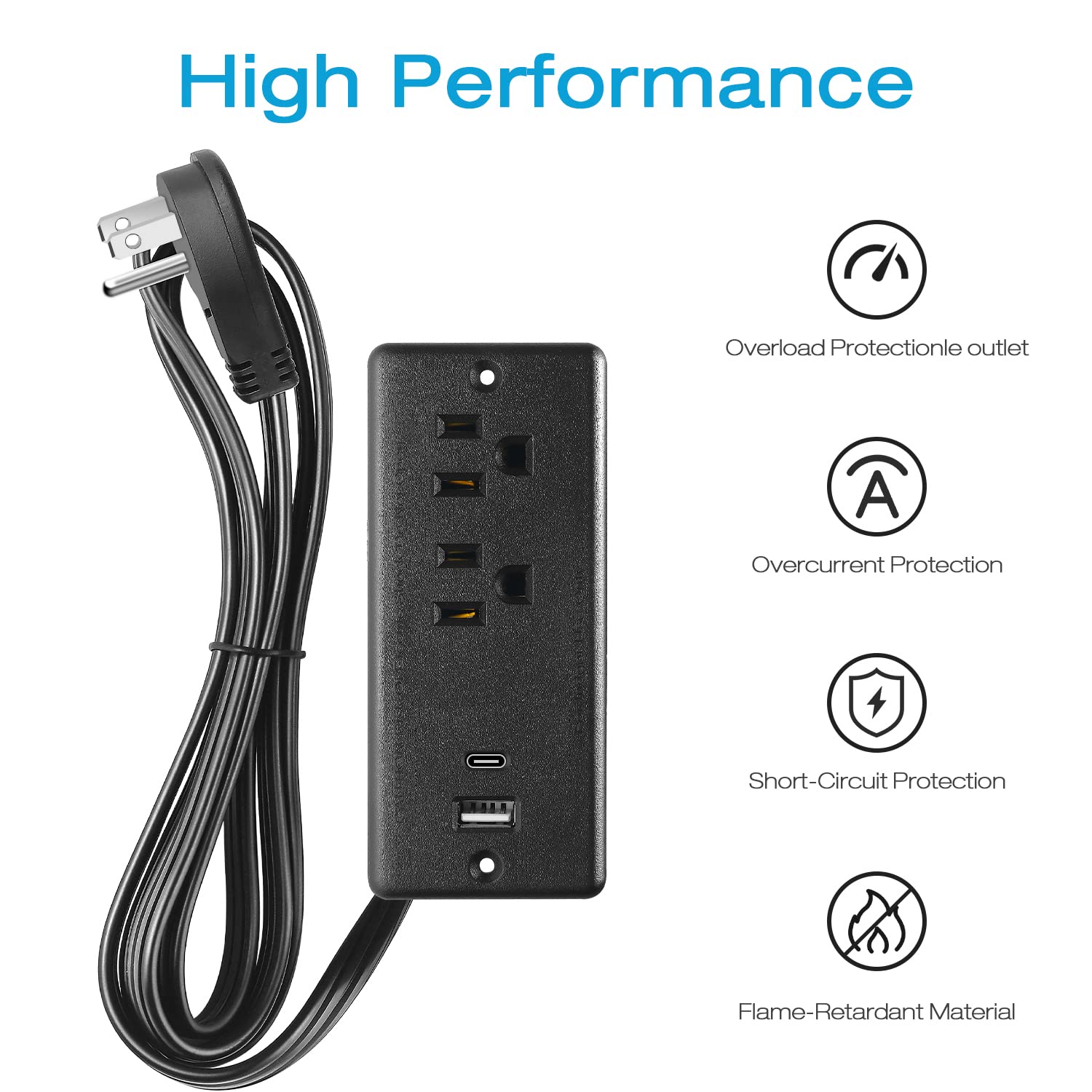 PD 3.0 20W USB-C port on under-desk power strip