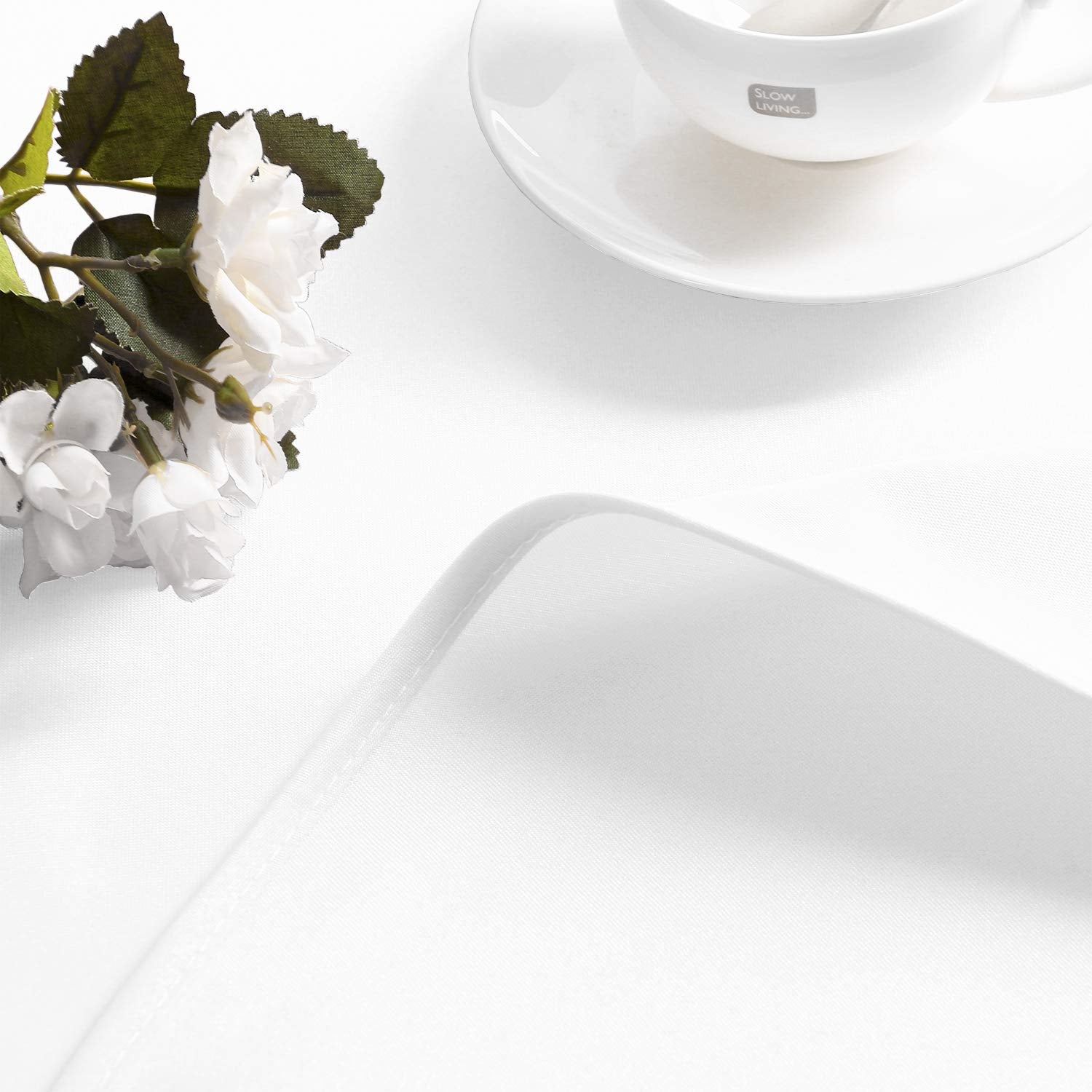 Hiasan 60 inch round tablecloth white 1 pack dining setup