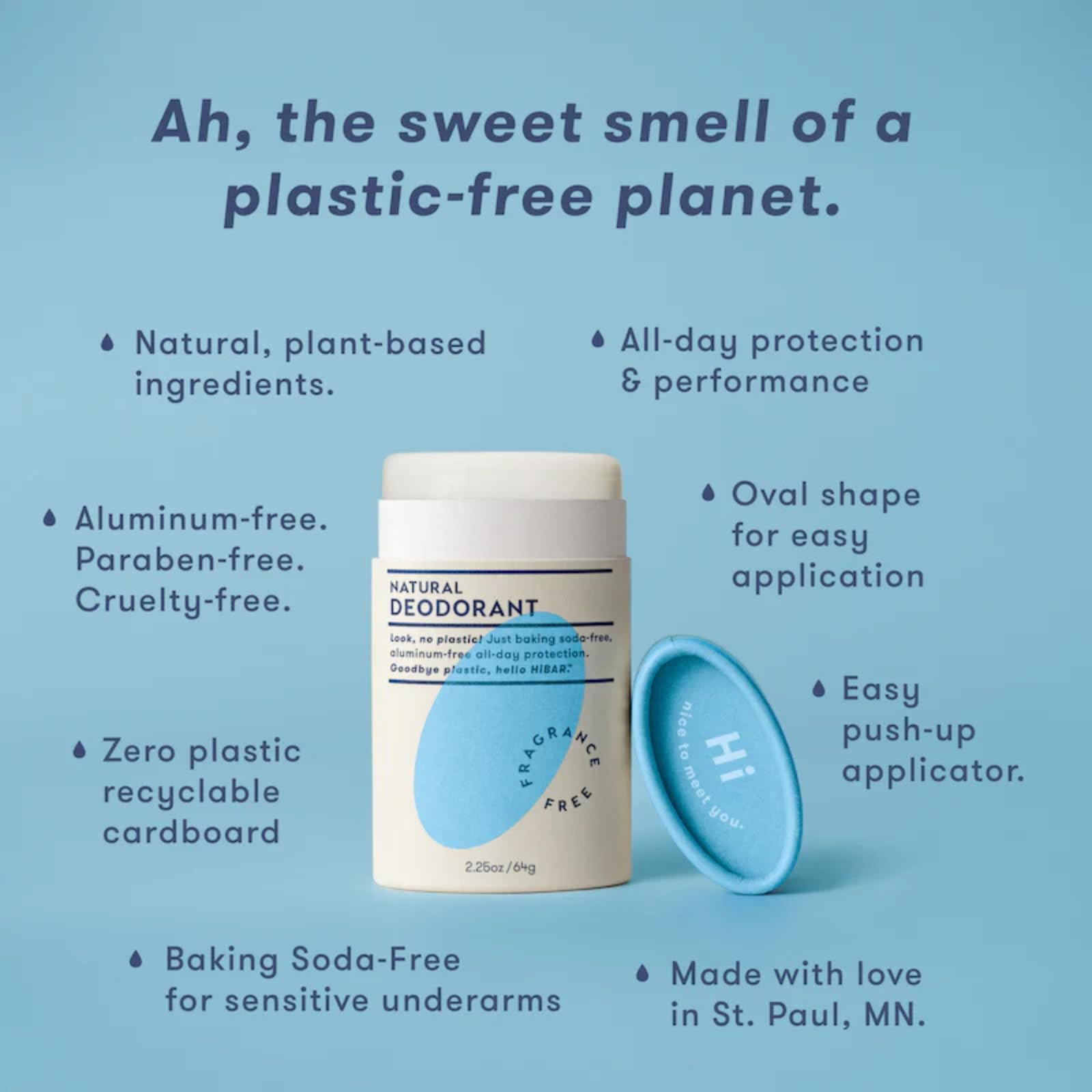 HiBAR fragrance free sensitive deodorant 1 pack