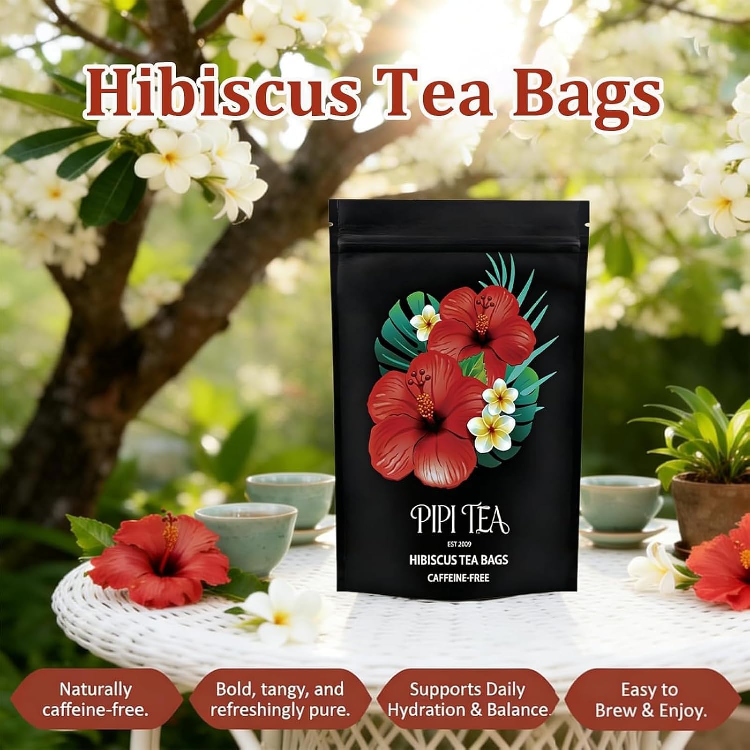 Organic hibiscus tea by Pipi Tea Bags 30 pack
