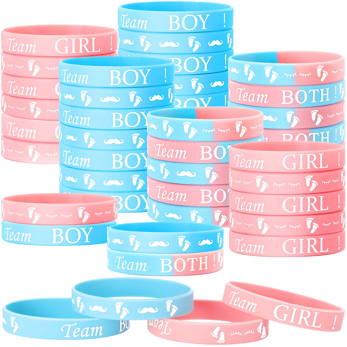 Hicarer gender reveal bracelets 60 pieces blue and pink