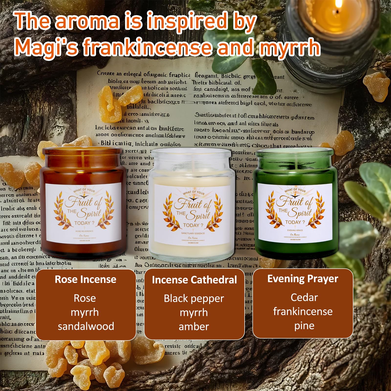 Hidden Bible Verse Candles trio 7oz each