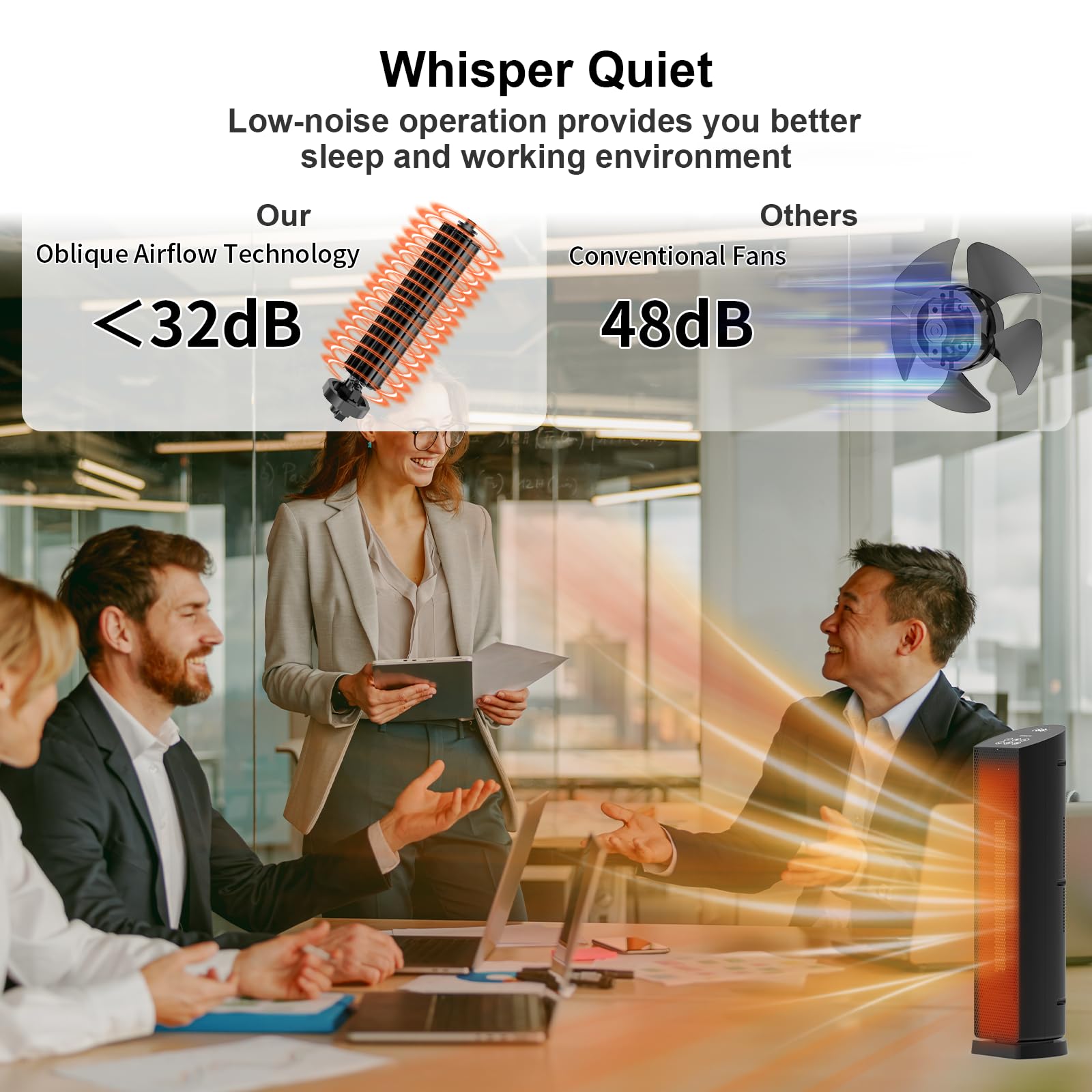 Compact 24-inch space heater with hidden handle