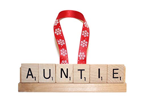 Hiding Place Boutique Auntie Christmas Ornament handmade scrabble tile