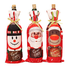 Hiflyer 3 pack Christmas wine bottle cover set with Santa pattern