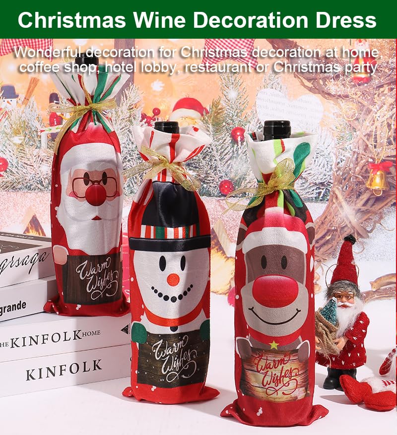 Polyester Christmas wine bottle cover sleeve 13.4 x 4.9 inches