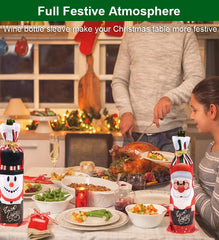 Three piece Christmas wine bottle covers pack for standard bottle sizes