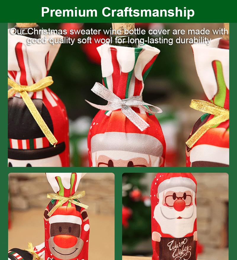 Festive Christmas wine bag cover for table decor and gifts