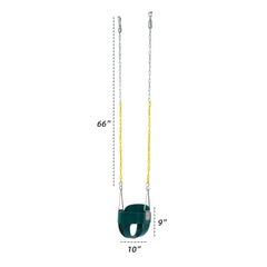 Outdoor toddler swing with yellow coated chains