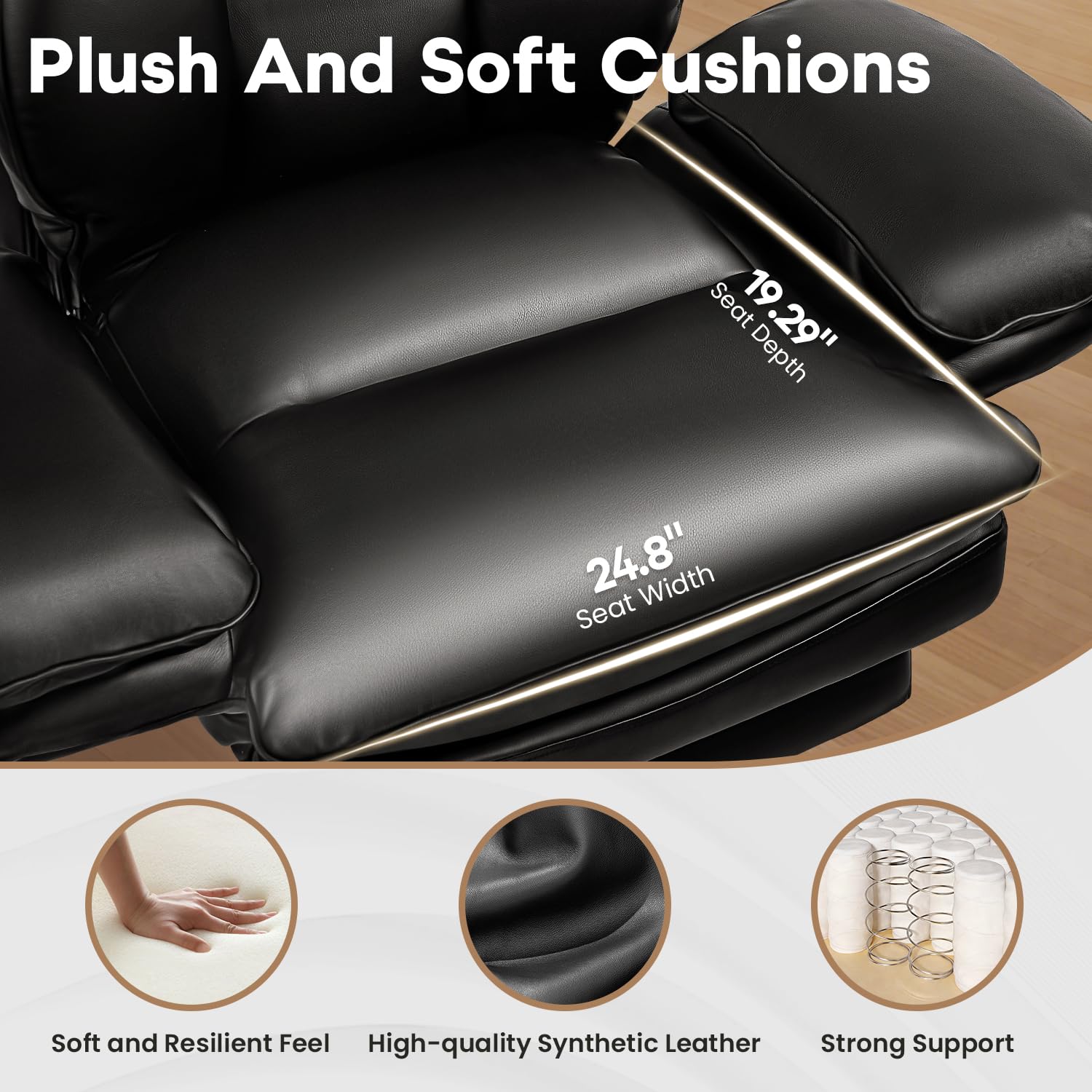 Footrest extension and recline features for comfort