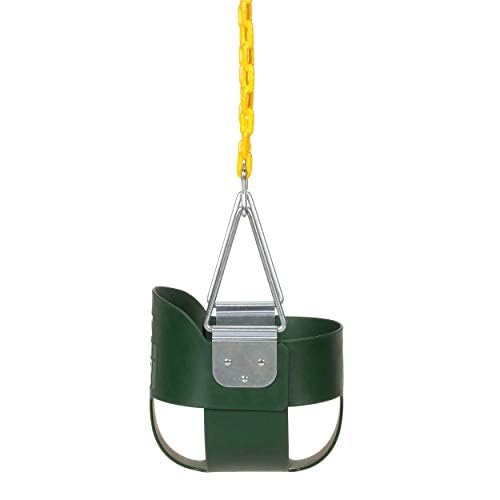 Fully assembled enclosed high back bucket swing
