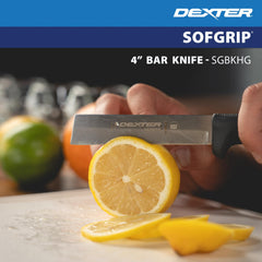 Slip-resistant SOFGRIP handle on Dexter bartender knife