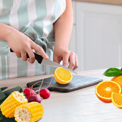 High carbon stainless steel paring knife edge closeup