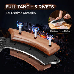 High carbon steel chef knife for meat and vegetables