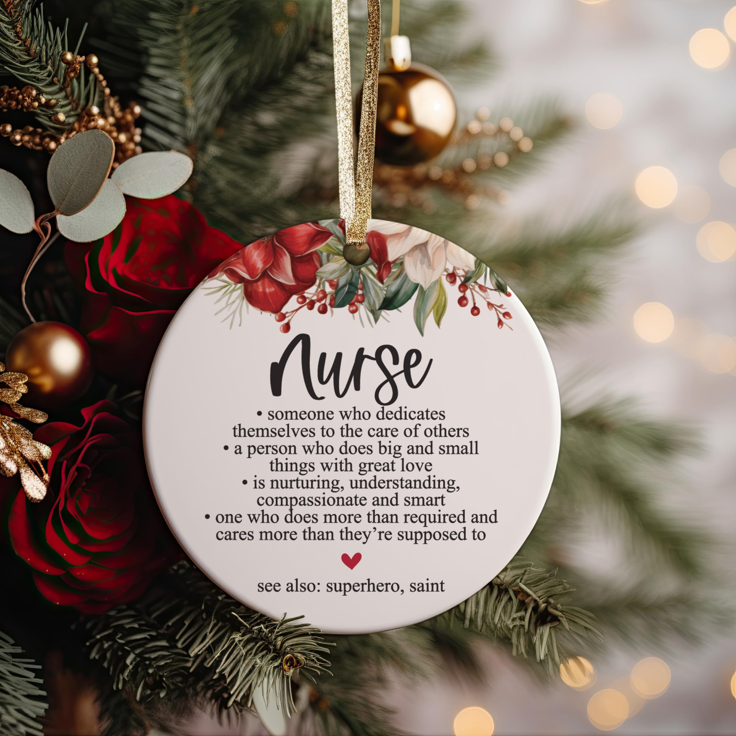 High-gloss white ceramic nurse ornament ready for gifting