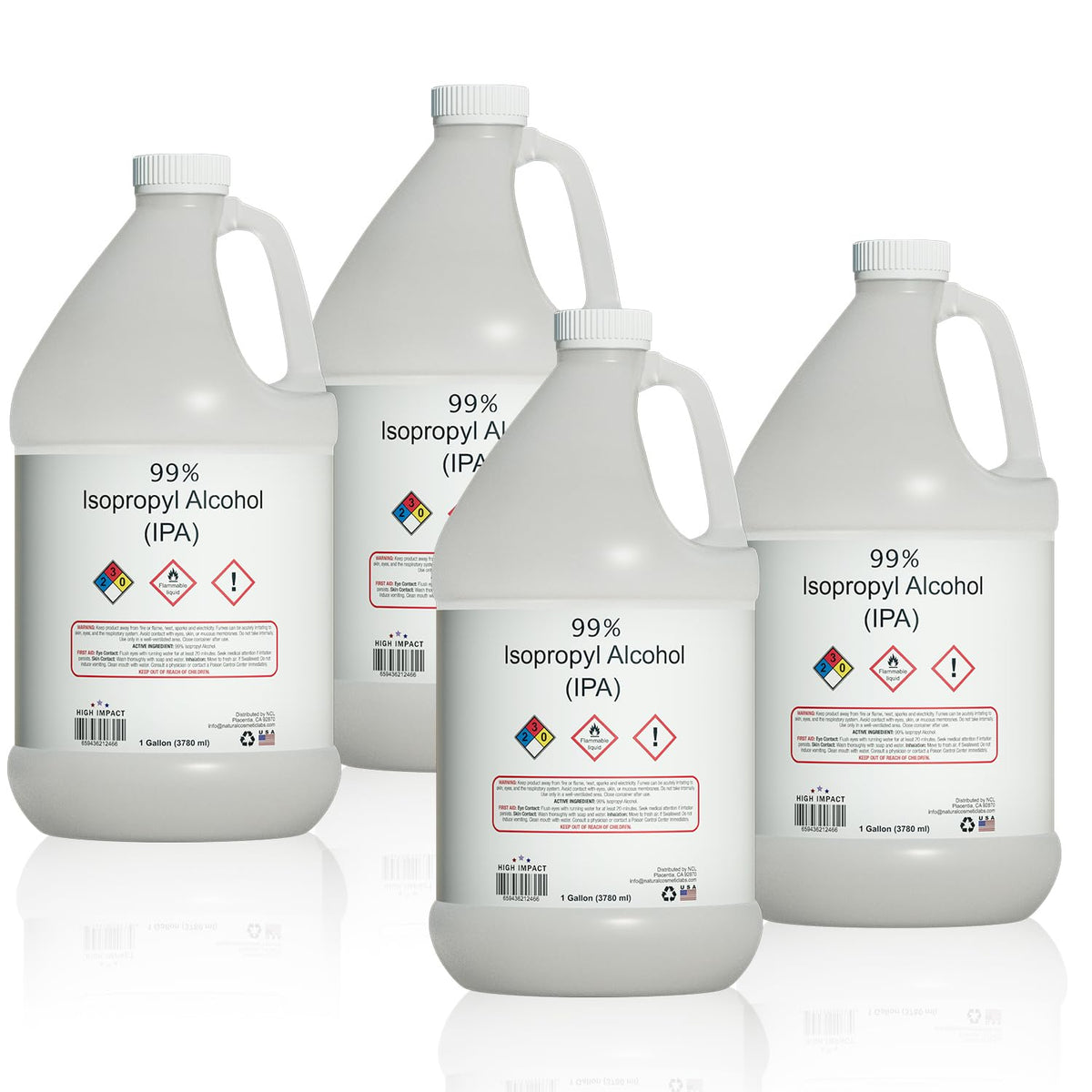 High Impact 99% Isopropyl Alcohol IPA gallon bottle pack of 4