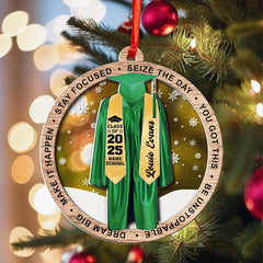 High school graduation ornament in wooden frame