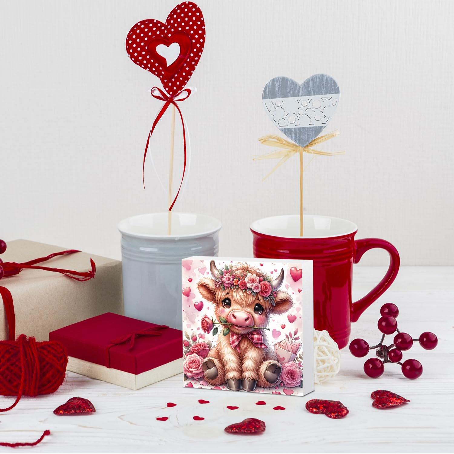 highland cow decoration gifts wooden box