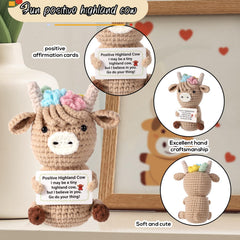 Highland cow doll with positive card included