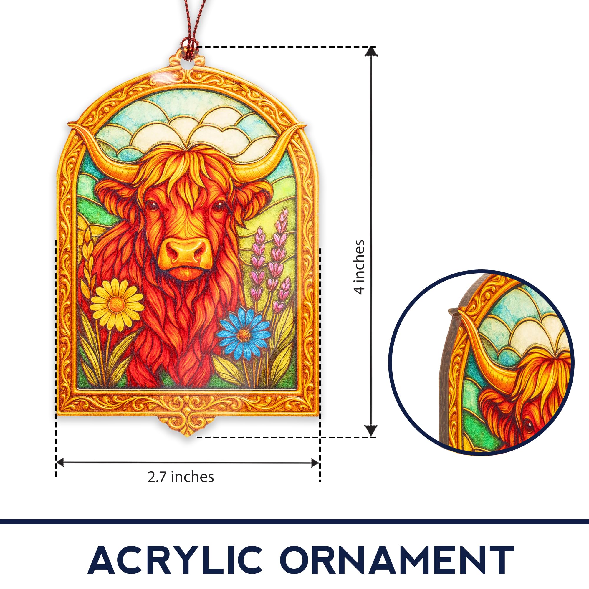 Highland Cow Gifts and Decor holiday ornament with story card