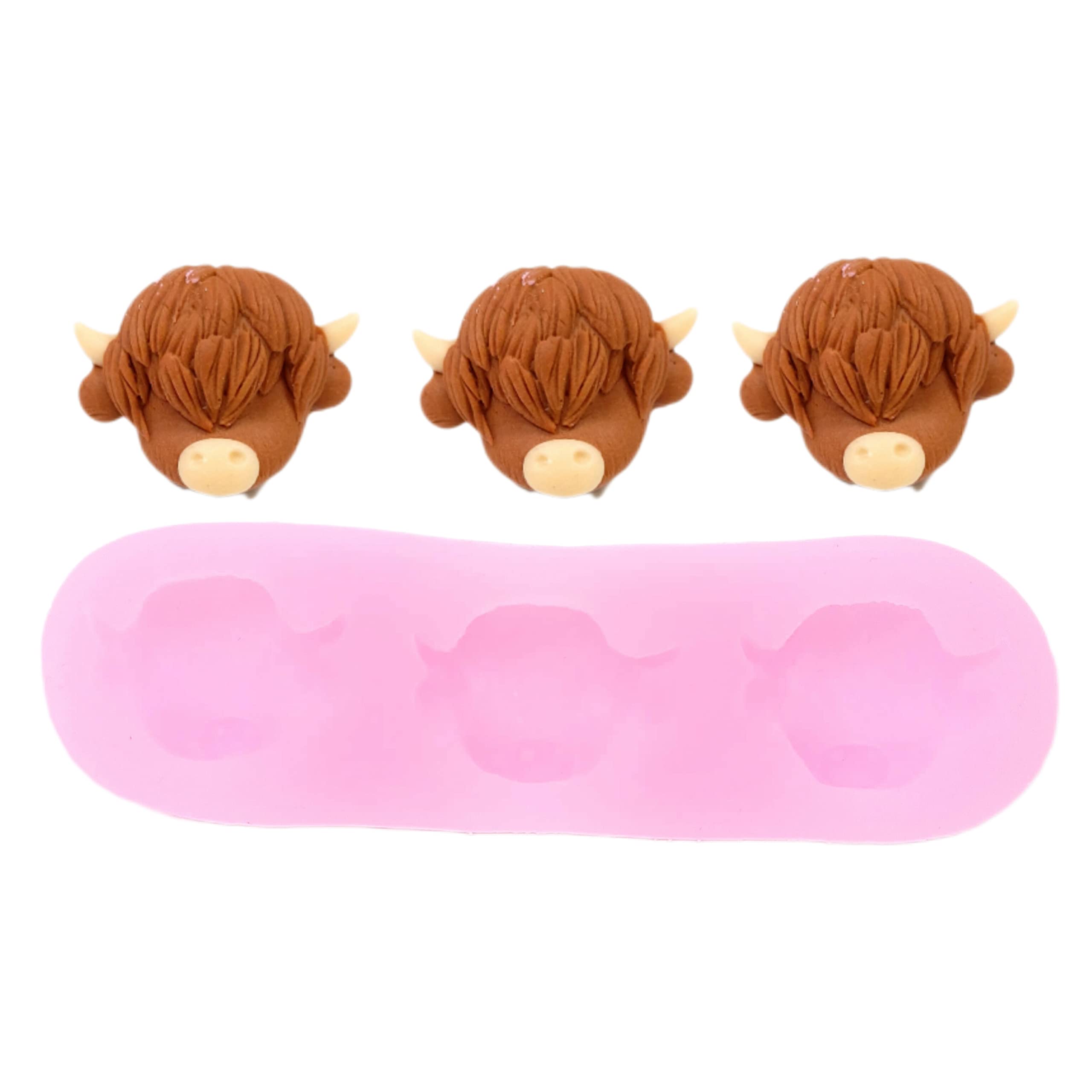 Highland cow head silicone mold for fondant and gum paste