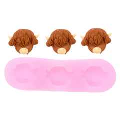 Highland cow head silicone mold for fondant and gum paste