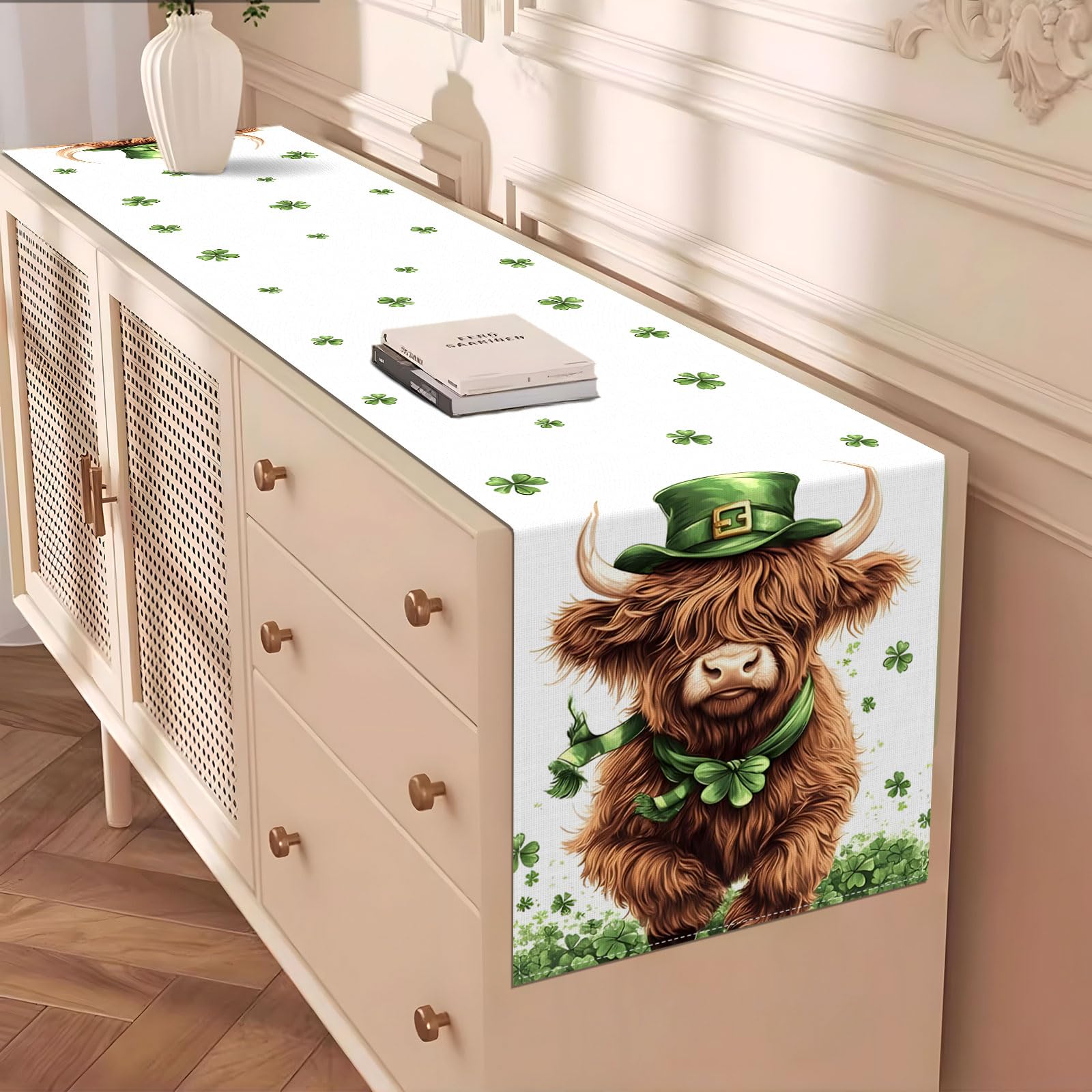 Irish party table runner for kitchen island 13x72 inches