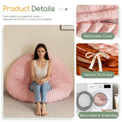 Premium fluffy fabric Papasan cushion pink 48x48 inch