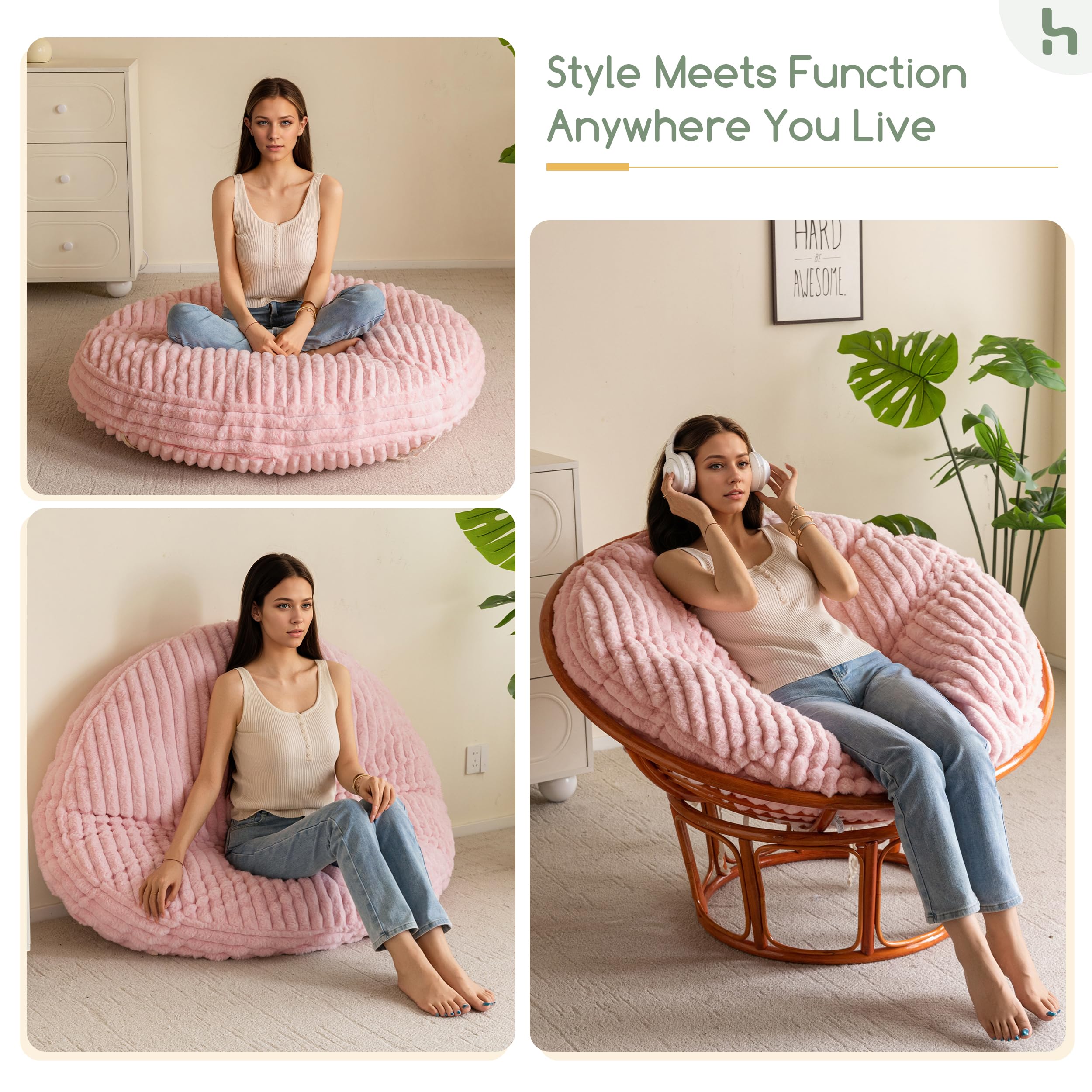 HIGOGOGO papasan cushion pink 48x48 inch image 8