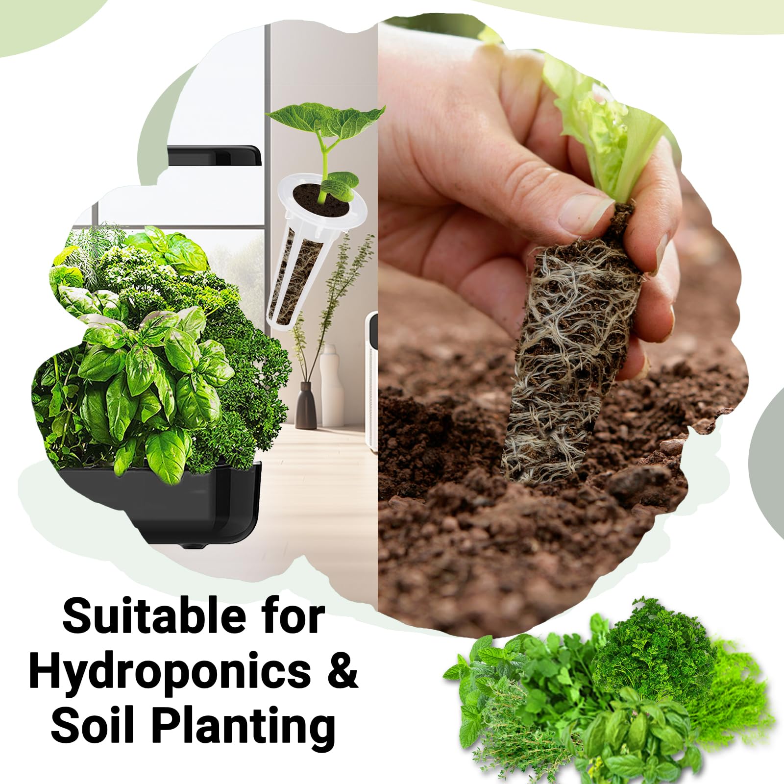 Grow domes and pod labels for hydroponic gardening kit