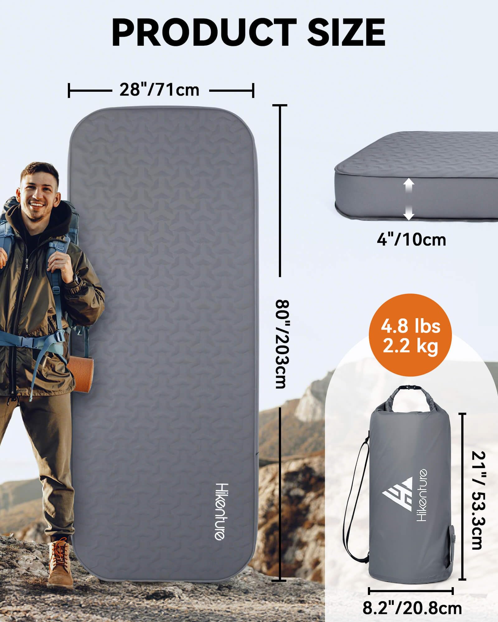 Hikenture whisper quiet camping mattress surface