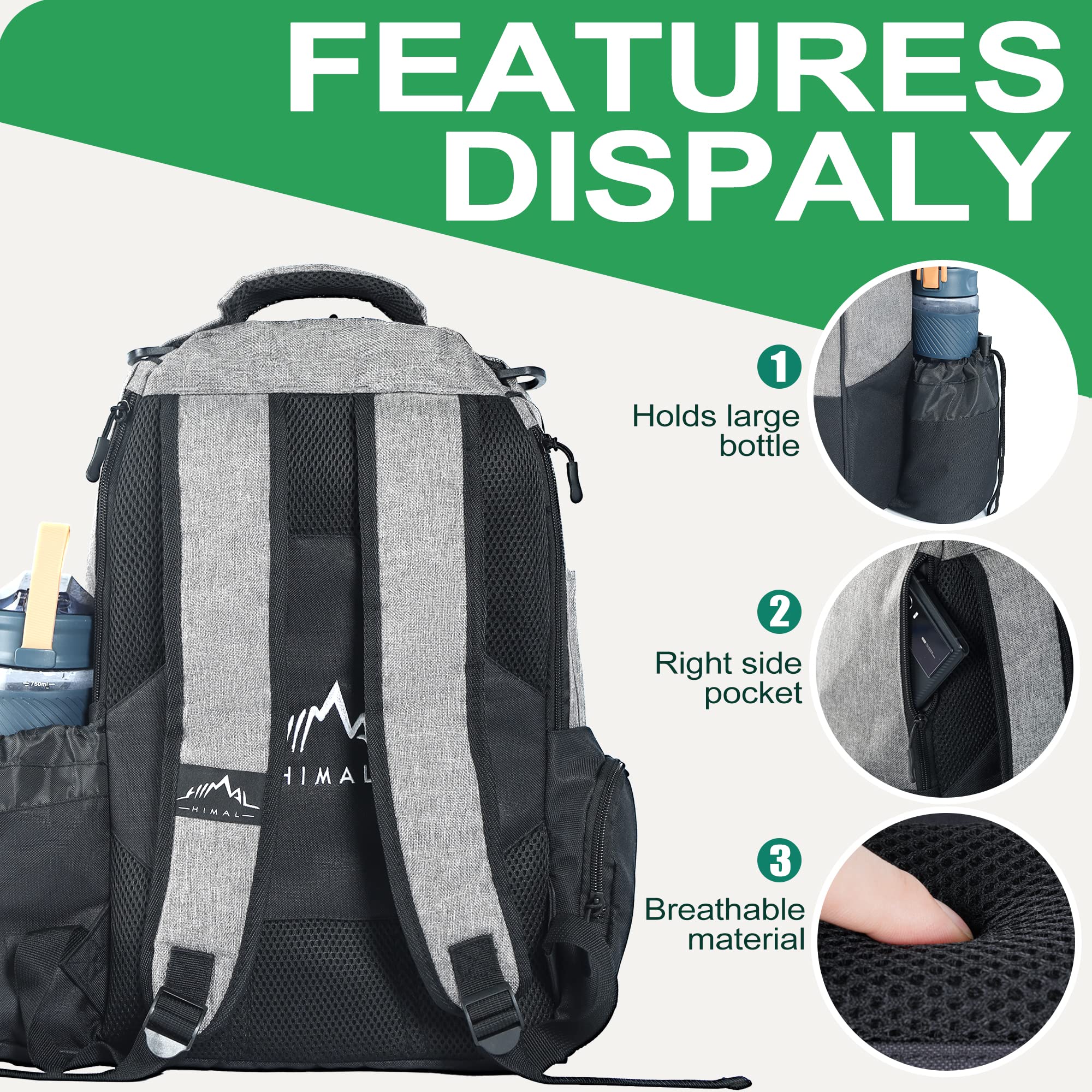 600D high-strength oxford fabric on HIMAL Disc Golf Bag