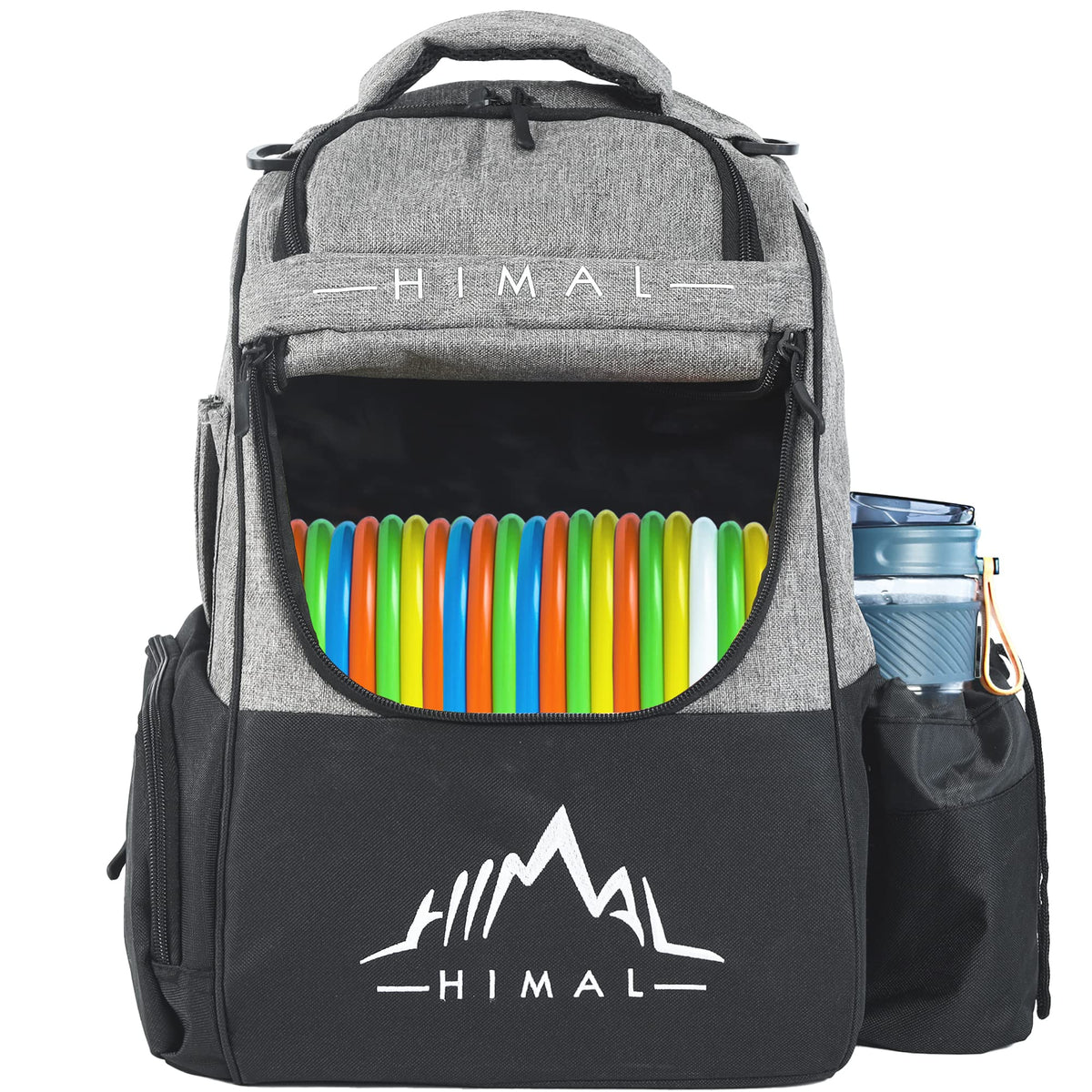 HIMAL Disc Golf Bag grey main compartment holds 18+ discs