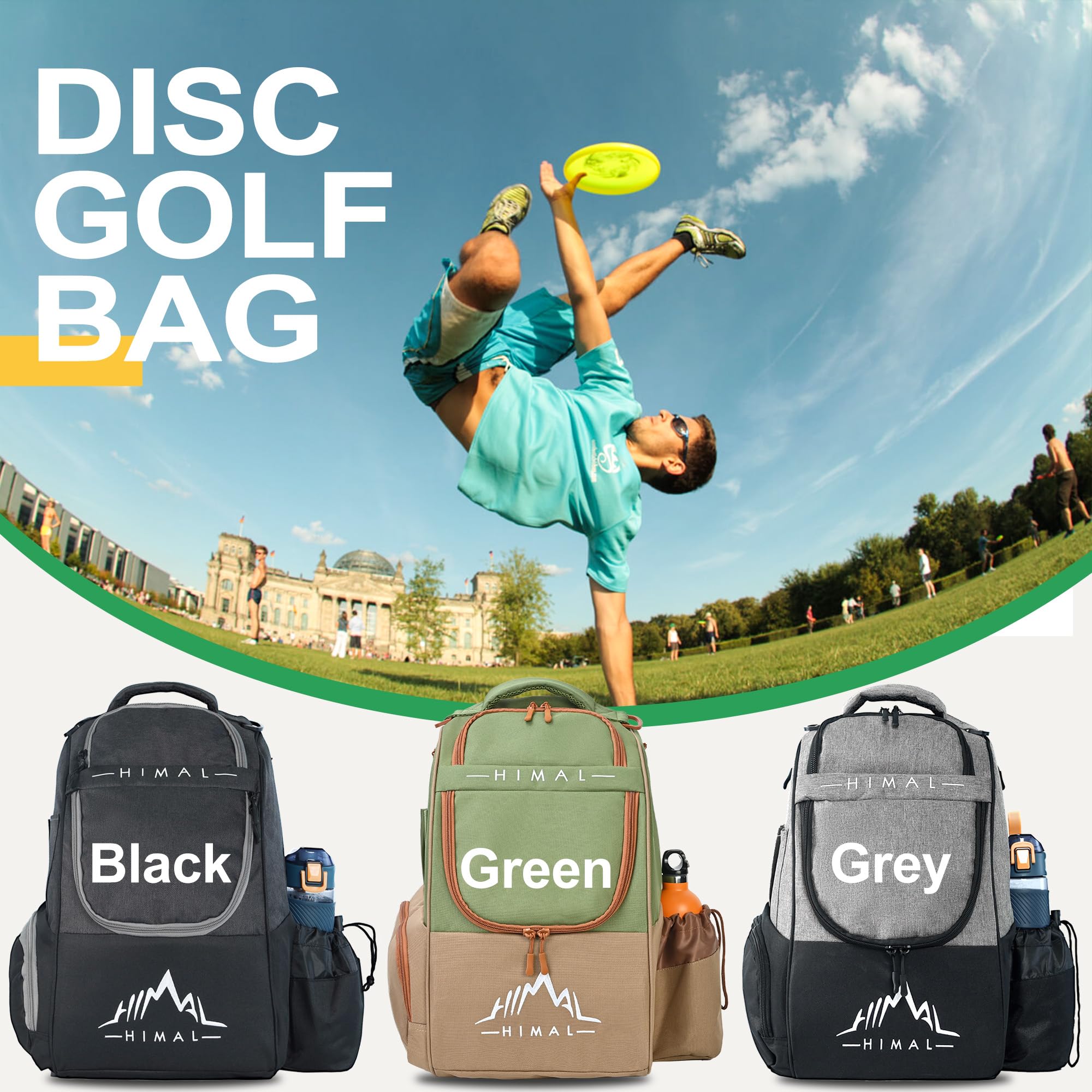 Multiple pockets for water bottle keys wallet and scorecards