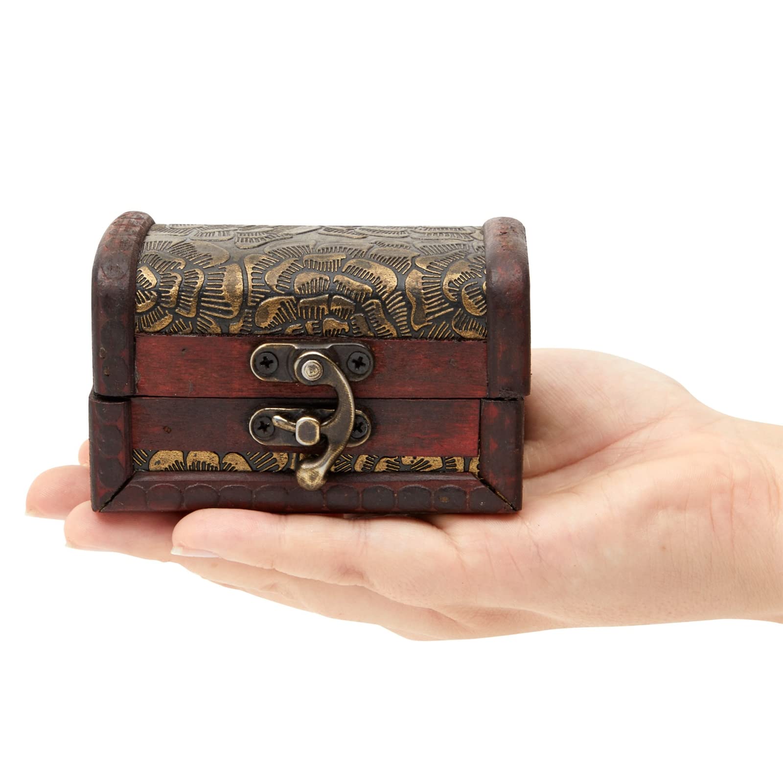 Hinged lid treasure box for jewelry storage