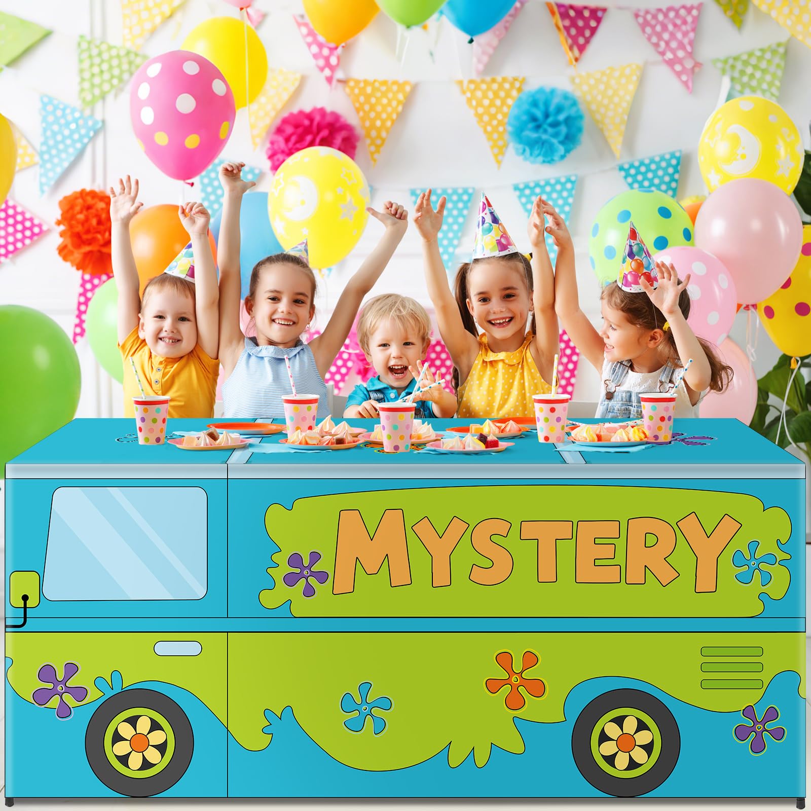 hippie bus rectangle tablecloth design