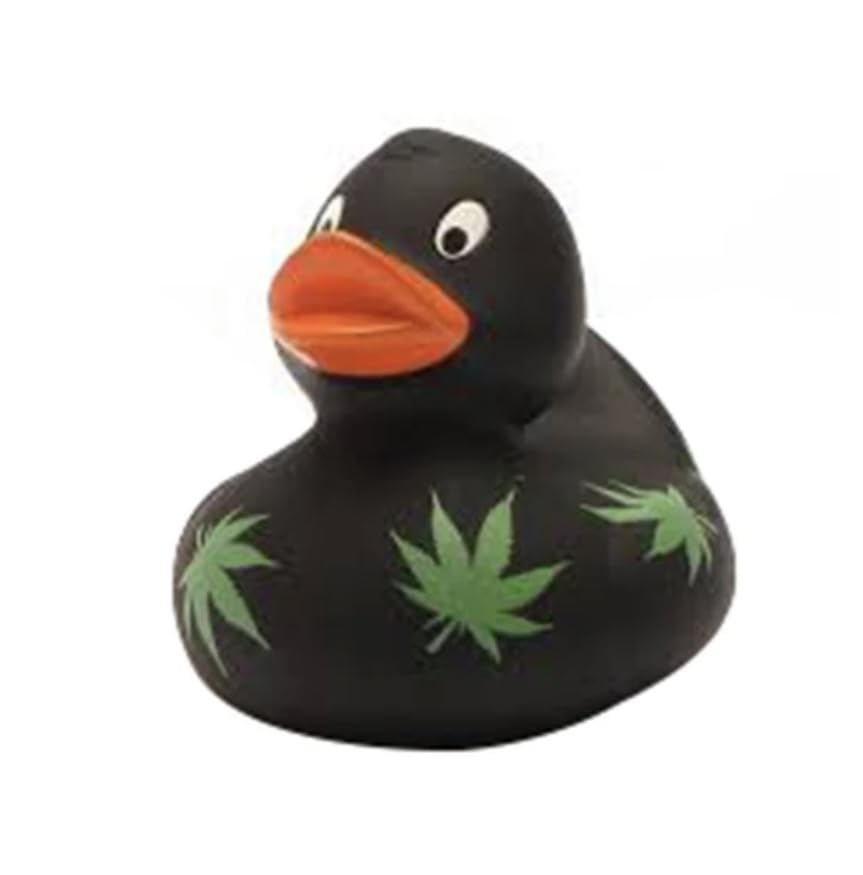 Hippie Rubber Duck black 4 inch Cannabis Leaf Rubber Duck design