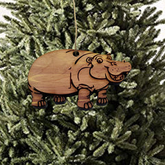 Front engraving view of Hippo Cedar Ornament