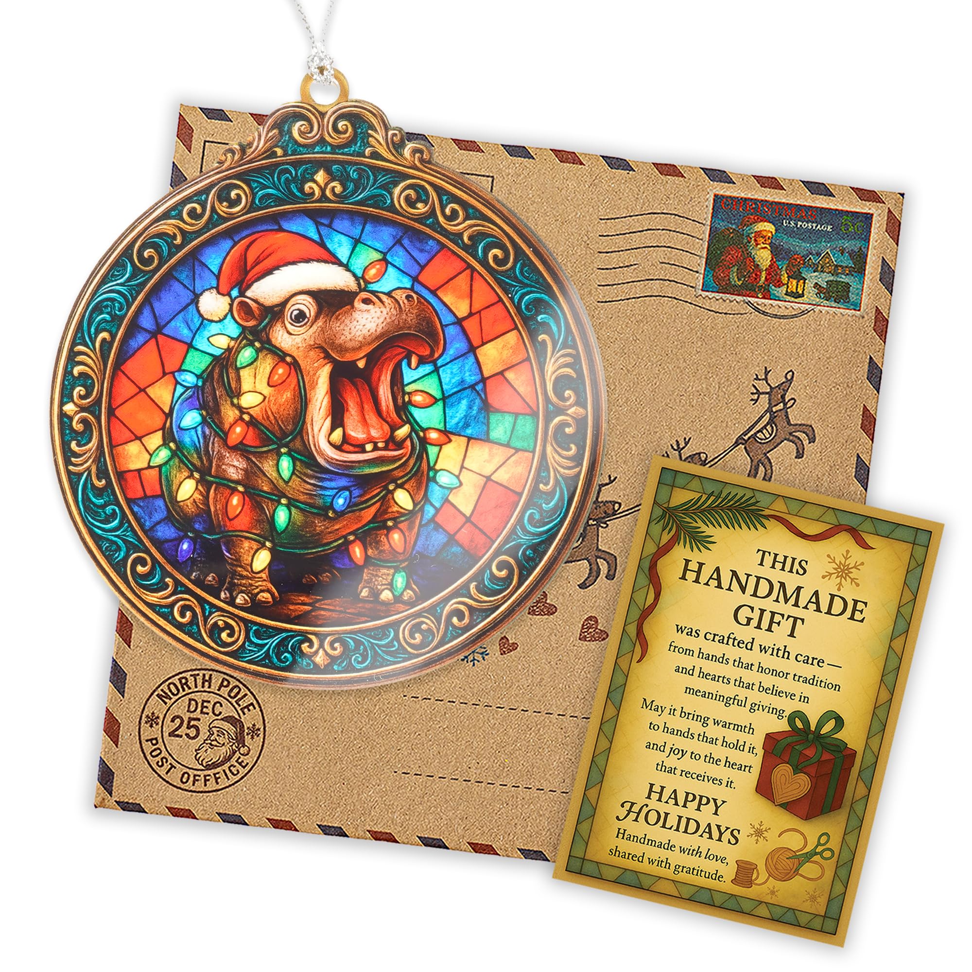 Hippo Ornament display for animal gifts Christmas decor